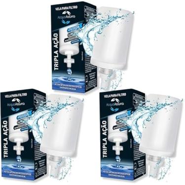 Imagem de Kit 3 Velas Tripla Ação Alcalinas para Filtro de Barro – Cerâmica Microporosa + Carvão Ativado com Prata Coloidal | Refil Universal para Filtros por Gravidade