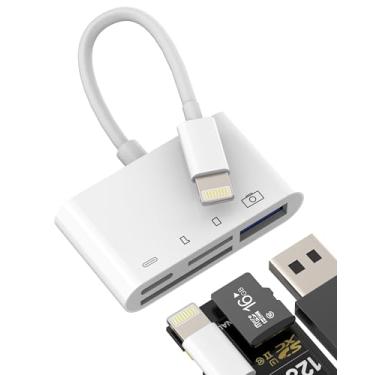 Imagem de Adaptador de leitor de cartão micro SD Lightning para USB 4 em 1 SD para iPhone 14 13 12 Pro Max para iPad câmera digital fotos cabo OTG de memória para Apple TF adaptador de leitor de cartão de