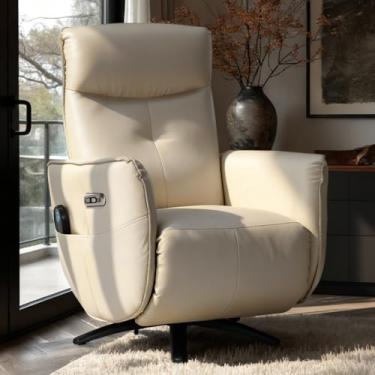 Imagem de Poltrona de Massagem Reclinável Elétrica com Aquecimento Bravinni L07 Couríssimo Bege - Lyam Decor