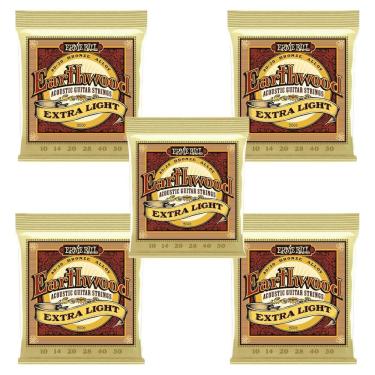 Imagem de Kit 5 Encordoamento Violão Aço Ernie Ball 010 Earthwood