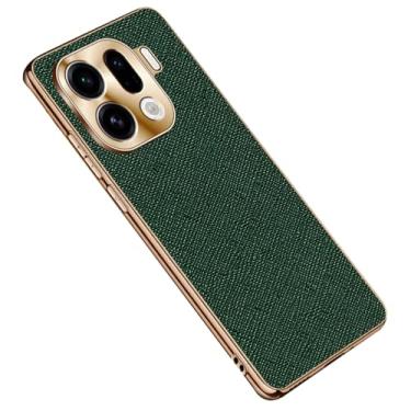 Imagem de HAOMRIYL Capa para Oppo Find X9/X9pro, proteção total da lente fina de couro com revestimento minimalista textura cruzada anti-impressão digital, verde, X9Pro