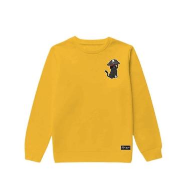 Imagem de Blusão Moletom Infantil Pirata Gato Personalizado sem Capuz gola Redonda-Unissex