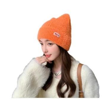 Imagem de Chapéu de Inverno Feminino com Orelhas de Gato - Gorro de Malha com Pe
