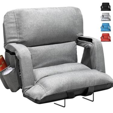 Imagem de yeyeeyyee Bancos de estádio amplos com suporte para as costas, cadeiras de arquibancada extragrossas com design exclusivo estilo sofá com encosto e almofada, 6 posições reclináveis - o máximo conforto