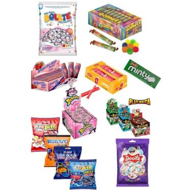 Imagem de KIT FESTAS - DOCES SORTIDOS PARA ANIVERSÁRIOS E LEMBRANCINHAS - Bala Bolete 600g, Bala de Goma 30un, Pirulito Yogurte100 c/50un, Regaliz Canudinho 12pctes, Pirulitos 500g, Marshmallow 440g, Chicletes e Pastilhas.