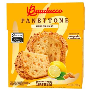 Imagem de Panettone Bauducco Limão Siciliano e Uva Passas Brancas Cobertura Açucarada e Amêndoas 500g