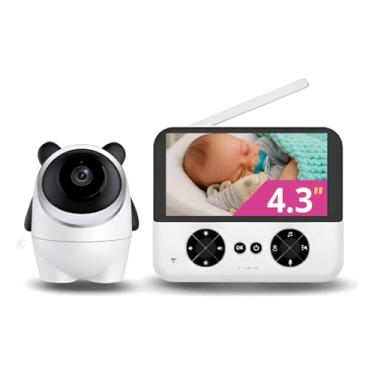 Imagem de Babá Eletrônica Baby Monitor para Bebês Pet e Idoso com Câmera HD 355° Monitor Tela 4.3" Visão Noturna Infravermelha Áudio Bidirecional Detecção de Som Bivolt Segura Controle por Tela