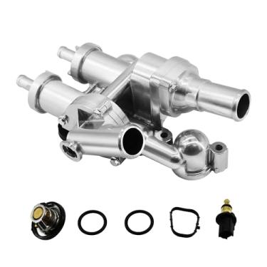 Imagem de GLOCRORET Carcaça de termostato de alumínio atualizado compatível com Chrysler 200 2011-14 Sebring 2008-10 Dodge Avenger 2008-14 Journey 2009-17 Jeep Compass 2007-17 Patriot 2007-17, substitui