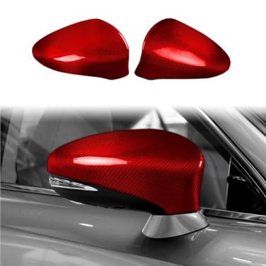 Imagem de Conjunto de 2 capas de espelho retrovisor externo em fibra de carbono real, esquerda e direita, rebatíveis eletricamente, compatíveis com Lexus CT ES IS GS LS RC RCF 2012-2020(Red)