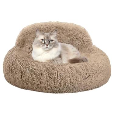 Imagem de Cama para cachorro Donut – Cama redonda macia para cães | Bordas elevadas, aconchegante sofá para animais de estimação para gatinhos e filhotes, relaxamento, quarto, sala de estar, área de jogos