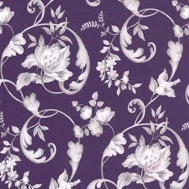 Imagem de Papel De Parede K&G Arabesco Floral Roxo E Branco - K&G Papel De Pared