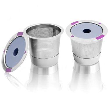 Imagem de GeeAnkok Filtro de café reutilizável premium, cápsulas de café reutilizáveis de aço inoxidável, cápsulas de café reutilizáveis compatíveis com máquinas de café Keurig 1.0 e 2.0 (pacote com 2)