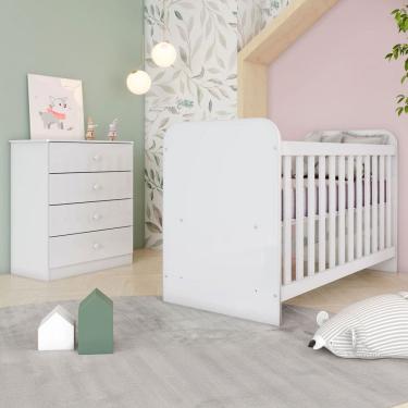 Imagem de Quarto de Bebê Completo Labirinto 4 Gavetas Branco - Henn