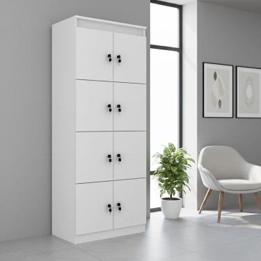 Imagem de Armário Locker Guarda-volume 60x160cm em Mdp 8 Portas com Chave Me4202 Branco