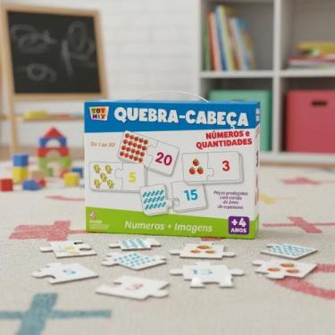 Imagem de Jogo Quebra Cabeça Número Quantidade Educativo Encaixe Infantil Colori