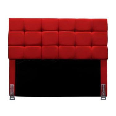 Imagem de Cabeceira Solteiro 90 Cm Estofada Larissa Em Suede Com Frame Vermelho
