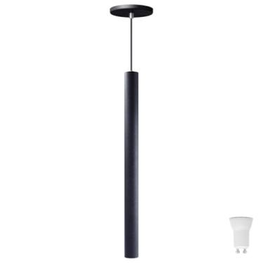 Imagem de Pendente Luminária Tubo Preto 50 Cm + Lâmpada LED Mini Dicroica MR11 4W - 2700K - Branco Quente