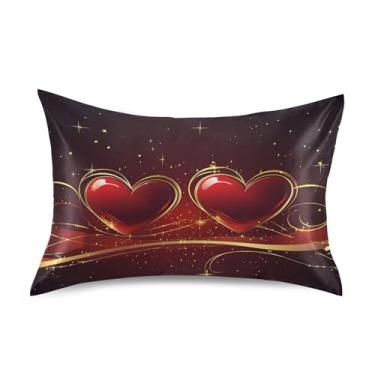 Imagem de SEHANY Capas de almofada de seda para cabelo e pele para o Dia dos Namorados, capas de almofada de cetim respiráveis macias e refrescantes com fecho de envelope, tamanho king (50,8 x 101,6 cm)