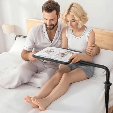 Imagem de Beuuatm Mesa sob o colchão sobre a cama - mesa de cabeceira ajustável em altura 2.0, bandeja giratória de 360 graus e mesa de estudo para laptop e casa 2025