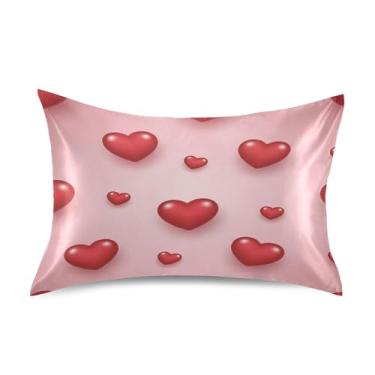 Imagem de SEHANY Capas de almofada de seda para cabelo e pele para o Dia dos Namorados, capas de almofada de cetim respiráveis macias e refrescantes com fecho de envelope, tamanho king (50,8 x 101,6 cm)