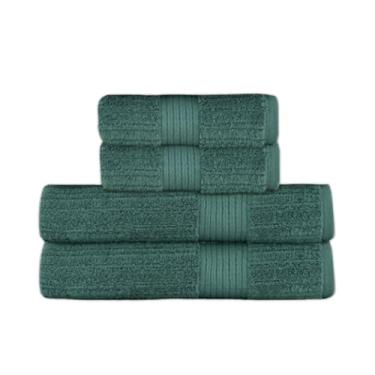 Imagem de Toalha de Banho e Rosto Buddemeyer Luxo Fio Penteado 4 Peças Premium Alta Absorção Cor:Verde Folha 3074