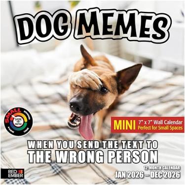 Imagem de RED EMBER Sit Happens: Mini calendário de parede Dog Memes 2026 12 meses | Abertura de 17,8 cm x 35,5 cm | Papel grosso e resistente | Presente | Calendário 2026