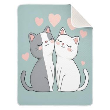 Imagem de Wassud Cobertor de bebê macio para casais de gatos fofos para meninos e meninas, 76 x 101 cm, para bebês e recém-nascidos, essencial e aconchegante, para berçário, viagem, carrinho de bebê