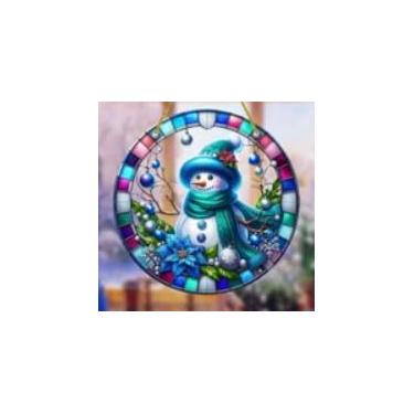 Imagem de Enfeite de disco de acrílico de Papai Noel de Natal para árvore, parede, janela, decoração de festa em casa (G)