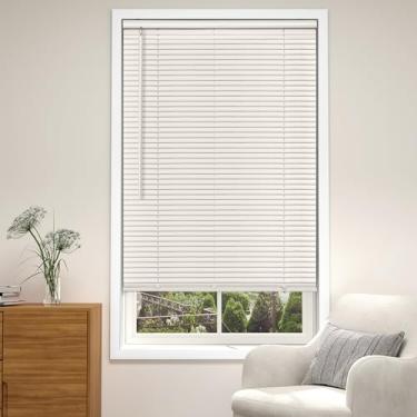 Imagem de LazBlinds Mini persianas de vinil com filtro de luz bege sem fio de 2,5 cm, persianas horizontais de 56 cm L x 122 cm A para casa, persianas sem fio para janelas internas