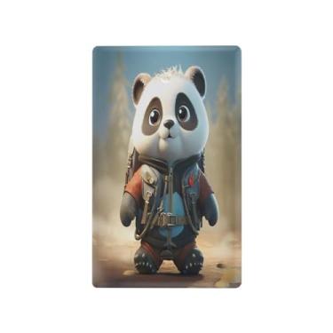 Imagem de Wassud Placa de cobertura para interruptor de luz Panda Space Explorer, capas de tomadas duplex, placa de parede, decoração de casa, sala de estar, quarto, decoração