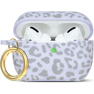 Imagem de Capa para Airpods Pro de silicone Cheetah Leopard 2019, capa macia Gawnock flexível para iPod Pro, capa com estampa floral para mulheres e meninas com chaveiro (#leopardo roxo claro)