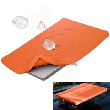 Imagem de Starlink Mini capa, laranja Starlink Mini capa protetora de silicone líquido acessórios para acampamento ao ar livre protetor contra arranhões de granizo