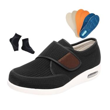 Imagem de Calçado Masculino Diabéticos Edema Calçado De Caminhada Para Homem Diabético Respirável Ajustável E Respirável Para Conduzir Casual E Confortável Antiderrapantes, Alargadores Engorda(Black,43 EU)