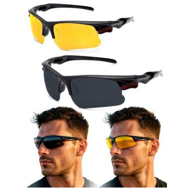 Imagem de Kit 2 Oculos Esportivo De Sol Bike Ciclismo Volei Corrida Lente Amarel