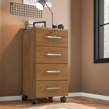 Imagem de Cômoda com gavetas, feita de MDF(fibra de média densidade, com fechos(Freijó)