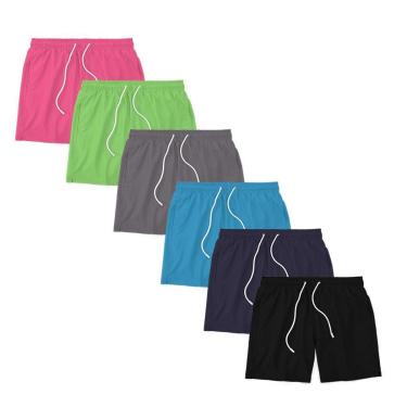 Imagem de Kit 6 Shorts Masculino Liso Básico Bermuda Tactel Água Praia Treino Academia Corrida-Masculino