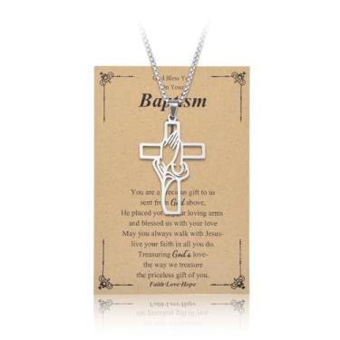 Imagem de Borhmty Colar com pingente de cruz para cristãos católicos presentes de Natal para mulheres, homens, irmão, marido, amigo, presente religioso, neclace, Small, Zinco, Sem Pedra Preciosa