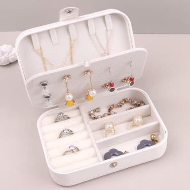 Imagem de Porta Jóias Multi-Função Portátil De Couro Organizador De Duplo Compar