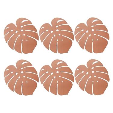 Imagem de Cj 6 Lugares Americanos de Plástico Garden Leaf Rosé C/Formato Folha Costela de Adão 44x38cm Lyor