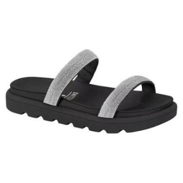 Imagem de Sandália Papete Feminino Rasteira Flat Form Strass Vizzano-Feminino