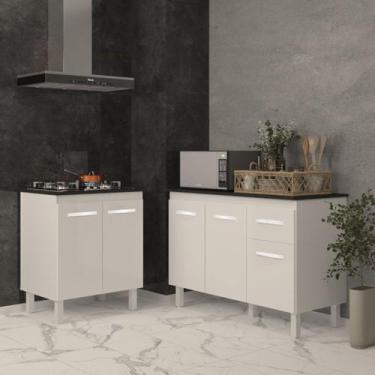 Imagem de Balcão Para Cooktop 4 Bocas Fran e Armário Aline 118 cm Cozinha Gabine
