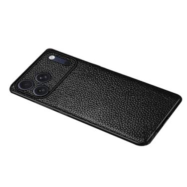 Imagem de LYJSMGZ Capa de couro genuíno para iPhone 17 Pro Max/Air/17 Pro/17, proteção completa para a lente à prova de choque, capa fina anti-impressão digital, preta, 17 Pro Max