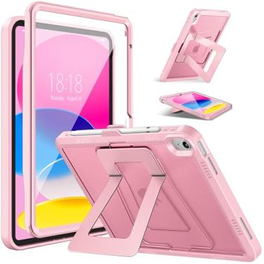 Imagem de DTTO Capa para iPad (A16) 11ª geração 2025, iPad 10ª geração 2022, [suporte estável] com protetor de tela integrado, capa protetora fosca resistente, rosa claro