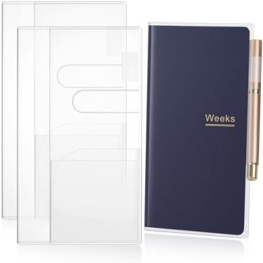 Imagem de Humyoun 2 peças de capa de plástico transparente para semanas, 20 x 19 cm, capa protetora de PVC para caderno, capas protetoras de plástico forte para livros (transparente)