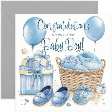Imagem de Congratulations on your new baby boy card - Well Done, Congrats, Welcome To the World - Presentes de chegada tradicionais e elegantes para recém-nascidos - Presente para mamãe papai avós