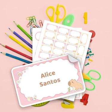 Imagem de Etiquetas Escolares Infantis 01 Personalizadas Tema Animais Capivara – Kit adesivo para identificação de cadernos, livros e lancheira