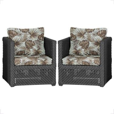 Imagem de 2 Poltronas Madri Alumínio Corda Náutica Estofado 6 Trama Preto