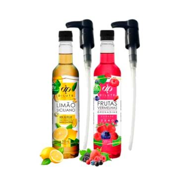 Imagem de Kit 2 Xarope Para Soda Italiana E Drinks Dilute Zero Açúcar Com Dosador (Limão Siciliano 0% Açúcar/Frutas Vermelhas 0% Açúcar)