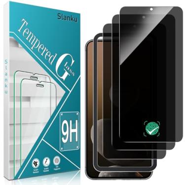 Imagem de Slanku Pacote com 3 protetores de tela de privacidade para Samsung Galaxy S23 com moldura de instalação, [antiespião], [vidro temperado privado], cobertura total, compatível com capas