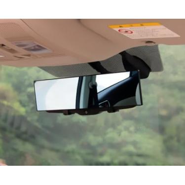 Imagem de Espelho retrovisor - Acessórios de espelho interno automotivo de vidro de 30 cm, espelhos laterais de ajuste universal grande angular ajustável para carros, caminhões, SUVs